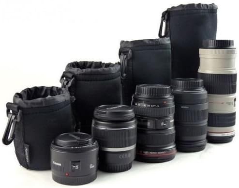 techlife solutions Protective Neoprene Camera Lens Case Pouch for DSLR Camera Lens, Compatible with lenses from Multiple Brands (Small, Medium, Large and Extra Large Pouch) - Set of 4