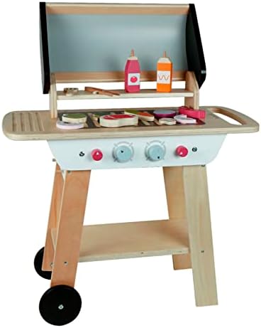 Barbecue Enfant En Bois EverEarth – Avec Pince Et 10 Accessoires – Peinture à L'eau écologique – Jeu D'imitation Dès 3 Ans