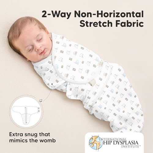 Image of 3-Pack Organic Baby Swaddle Sleep Sacks - Swaddles for Newborns, Infant 0-3 Months, Baby Girls, Boys, Soft & Snug Newborn Sleep Sack, Nursery Swaddling Blankets (Excavation, OS)