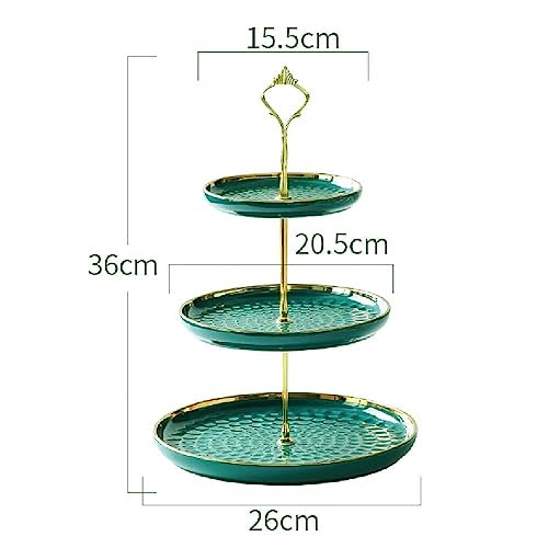 Eidoct 3 Tier Round Porcelain Tiered Cupcake Stand, Tiered Serving Stand, Dessert Stand, Serving Tray Platter for Tea Party, Wedding and Birthday (Green) - Cosy Home Interiors Eidoct 3 Tier Round Porcelain Tiered Cupcake Stand, Tiered Serving Stand, Dessert Stand, Serving Tray Platter for Tea Party, Wedding and Birthday (Green) - Image 6
