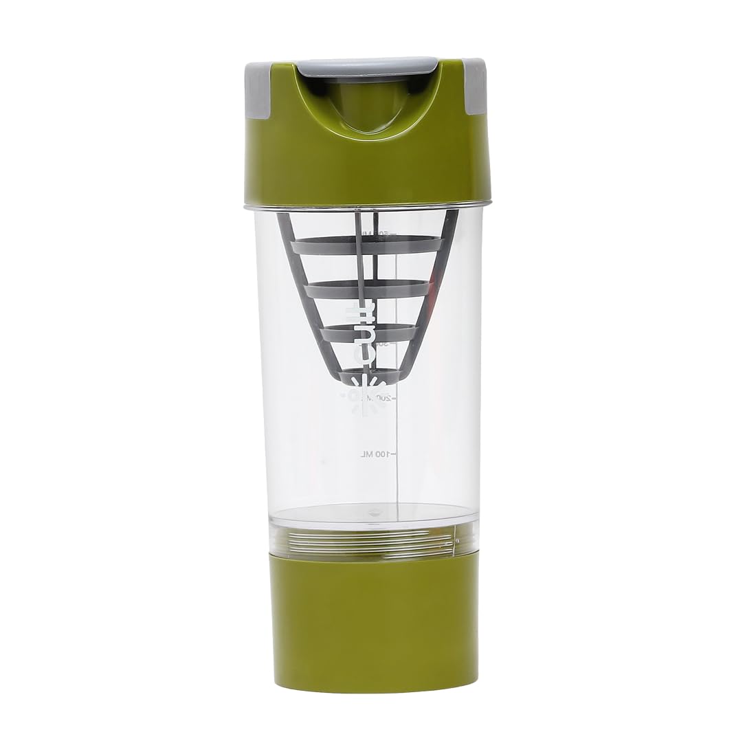 CULT Cyclone Shaker Bottle 500ml with Storage Compartment & Mixer Ball | Shaker for Gym & Leakproof Protein Sipper for Men & Women | Workout Supplement Bottle (Olive Grey)