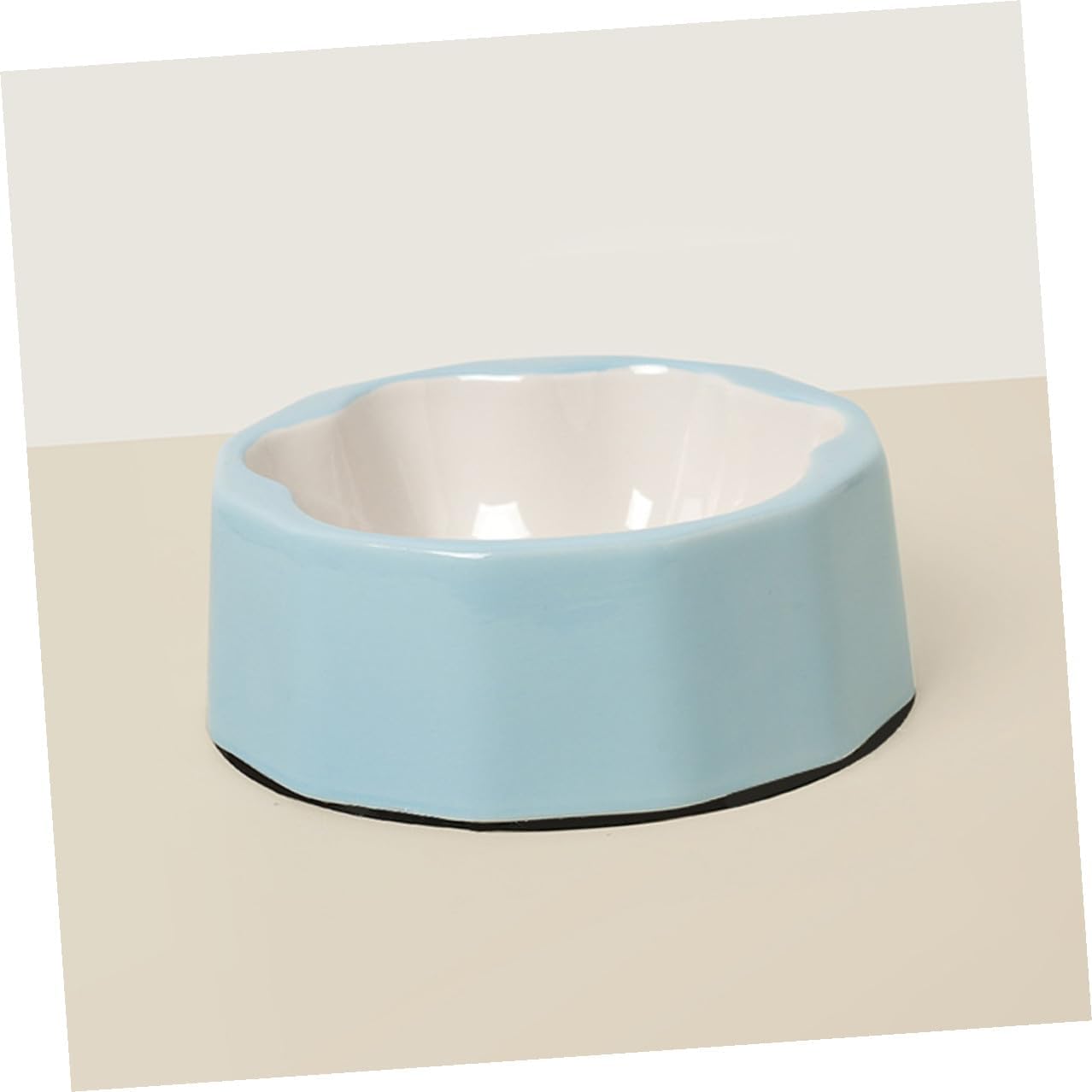 jojofuny Ceramic Pet Bowl with Cute Animal Paw Print, Slanted Small Dog and Cat Food Dish, Blue Tilted Water and Food Feeder for Pets