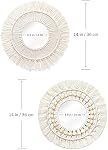 Dremisland Hanging Wall Mirror-Boho Macrame Fringe Round Decorative Mirror with Wood Beads,Art Ornament for Apartment Home Bedroom Living Room-2 Set (Pattern-02)