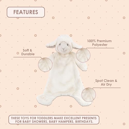MON AMI Lamb Security Blankie for Babies – 15”, Plush Sheep Stuffed Animal Security Blanket, Baby Snuggle Toy, Unisex Newborn Gifts