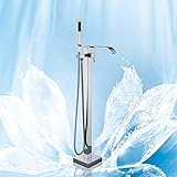 Suguword Wannenarmatur Freistehende Badewanne Wasserhahn Badezimmerarmatur Chrome Dusche Set Standarmatur Wasserhahn Mischbatterie Handbrause Badezimmer