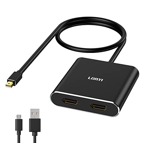 Loryi Mini DisplayPort a Dual HDMI, MDP 1.2 a 2 HDMI Splitter para pantallas extendidas, 4K @60Hz Mini DP MST Hub para dos monitores, adaptador multimontaje para ordenador