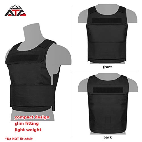 Wartechgears Discreet Vest Youth Size 8.5"X11" Fully Adjustable Law Enforcement - Does Not Fit Adult (Black) #TOP2