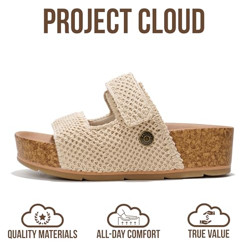 Image of Project Cloud 100% Genuine Leather Platform Sandals Women Footwear-Beach Essentials Summer Wedges with Plush and Soft Insole-Non Slip & Lightweight Wedge Sandals For Women 2026