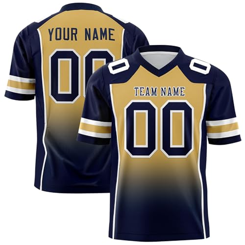 Personalisiert American Football Trikot Atmungsaktiv Jersey mit Name Nummer Logo, Individuelles Rugby Kinder Erwachsene Schnelltrocknend Trainingsshirt, Funktionsshirt für Junge, Herrn, Damen