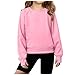 Girls Sweatshirt Crop Tops for Teens Girl Loose Fit Crewneck Pullover Ribbed Long Sleeve Shirt with Thumb Hole 4-15Y Pink