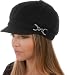 Sakkas 305BC Jessica Wool Newsboy Cabbie Hat with Rhinestone Buckle - Black - One Size