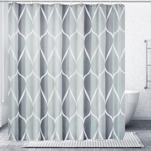 Amazon.com: Blue and Grey Shower Curtain for Bathroom, Light Blue White ...