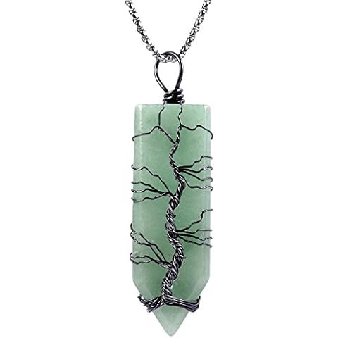Nupuyai Green Aventurine Crystal Point Pendant Necklace Cover
