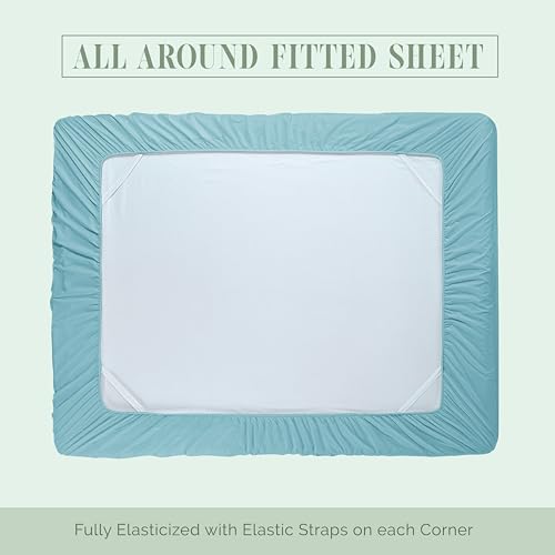Elegant Comfort Luxury 1500 Premium Hotel Quality Microfiber 4-Piece Sheet Set - Soft, All Around Elastic 18-24 Inches Deep Fitted Sheet - Extra Deep Pocket Sheets, Full, Aqua