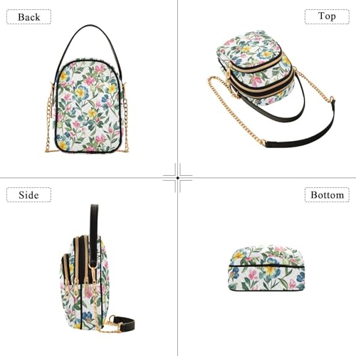 Womens Shoulder Handbags Quilted Fabric Handbags for Women Floral Print Chain Satchel Tote Bag for Travel Work,Multi14