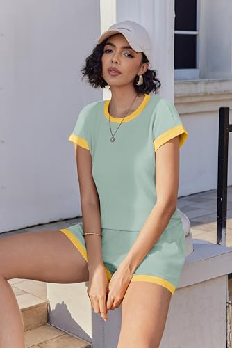 Image of Ekouaer Two Piece Sets for Women Summer Striped Lounge Set Vacation Outfit