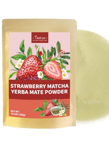 Image of TeeLux Yerba Mate Tea Instant Powder, Premium Smooth Blend with Matcha and Natural Strawberry Flavor