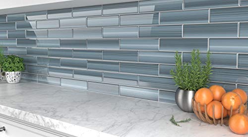 Deep Ocean Blue, Gentle Grey Glass Tile Perfect for Kitchen Backsplash or Bathroom, Color Sample