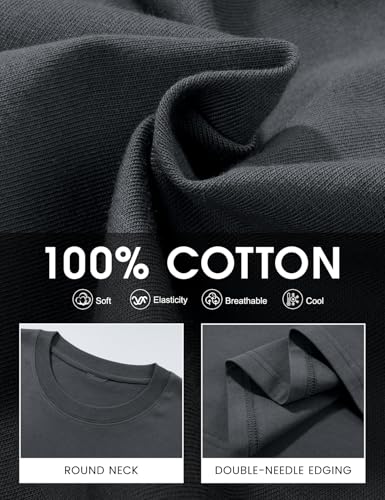 Image of Ogfao Mens Oversized T-Shirts Heavyweight Unisex Cotton T Shirts Baggy Loose Fit Basic Tees Plain Tshirts