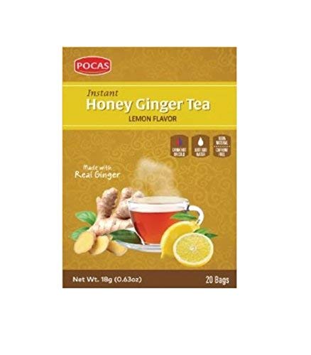 (40 Bags) Pocas Instant Ginger Honey Tea with Lemon 18g/0.63oz (Honey Ginger with Lemon) - PACK OF 4