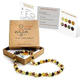 Amber Guru Baltic Amber Necklace (Authentic, Certified) - 12.5 inches - Unisex Jewelry - Multi (Polished) - Real Amber Beads - Proud to Deliver Genuine Baltic Sea Wonder Handcrafted