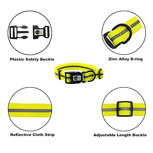 Image of Nimble Reflective Waterproof Dog Collar Adjustable Odor Resistant Easy Clean Pet Collar for Small Medium Large Dogs Night Walking Outdoor Rainy Use (Small (9.45 inch-14.17 inchinches), Fluorescent Yellow)