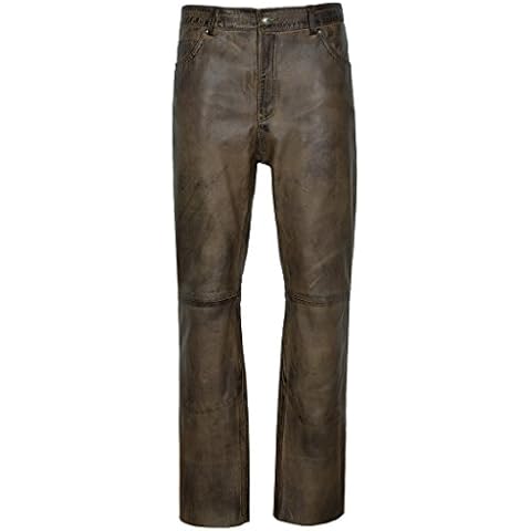 Men's Dirty Brown Leather Biker Trousers Cover