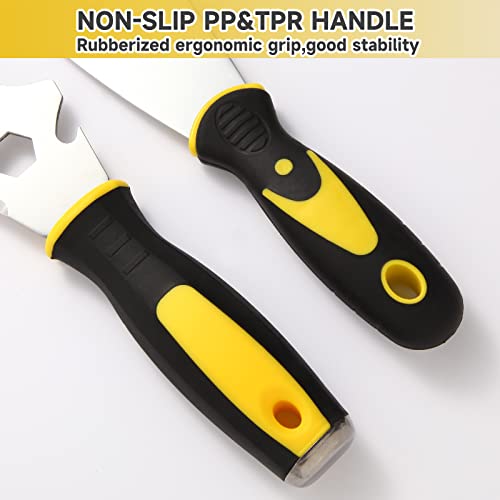 3Pcs Putty Knife, 2\" 4\" Spackle Knife Set Stainless Steel 15-in-1 Painters Scraper Wallpaper Scraper Tool for Repairing Drywall, Removing Wallpaper, Applying Putty, Plaster, Cement, Adhesive