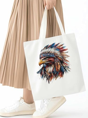 Canvas Tote Bag, Western Eagle Watercolor Aesthetic Canvas Tote Handbags for Women Shoulder Bag2