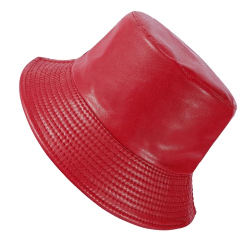 Image of Unisex Black Bucket Hat Waterproof Rain Hat Reversible Shiny Rave Bucket Hat for Concert Festival