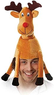 MUQU® Adult Christmas Reindeer Hat - One Size - Xmas Fancy Dress Party Rudolph Reindeer Plush Novelty Funny Hat Outfit