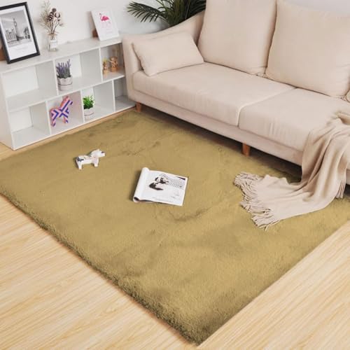 Image of Rabbit Fur Area Rug 6x8 Ft | Super Soft Plush Carpet with Anti-Slip Backing | Washable Luxury Rug for Bedroom, Living Room & Home Decor