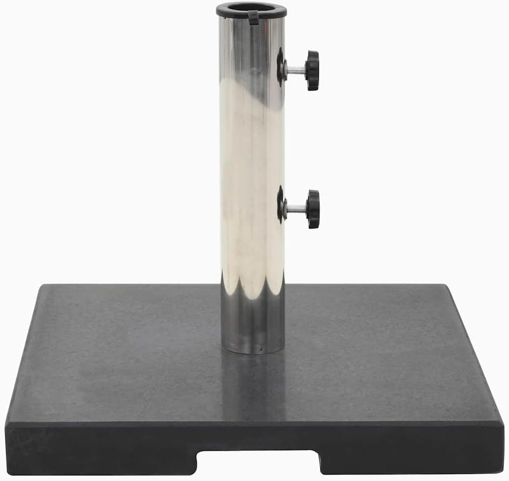 vidaXL 44lb Square Umbrella Base with Handles, Patio Parasol Base for 1.5"/1.9" Pole Sizes, Granite Plate, Stainless Steel Pipe, Elegant Style, 15.7" x15.7x13.4 Black