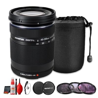 Olympus Zuiko Digital ED 40-150mm f/4-5.6 Lens for Four Thirds Cameras, Telephoto Zoom Lens (Bundle)