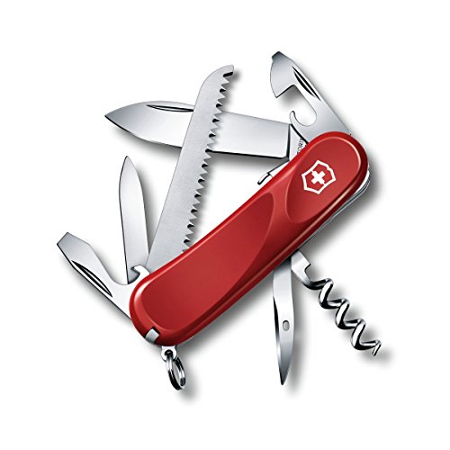 Victorinox Evolution S13 Swiss Army Knife, 14 Function Swiss Made Pocket Knife with Large Blade, Wood Saw and Reamer - Red