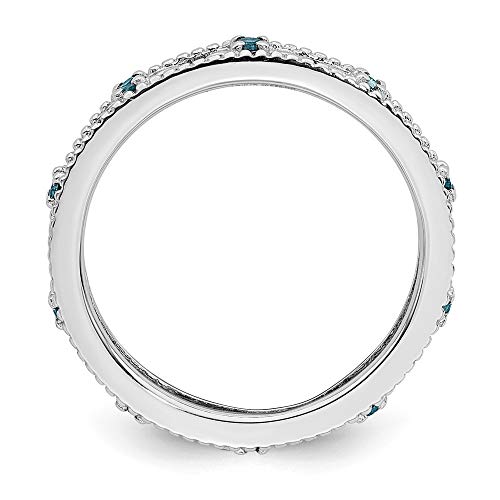 Solid 925 Sterling Silver Stackable Aquamarine Blue March Gemstone Ring Eternity Band Size 8 #TOP1