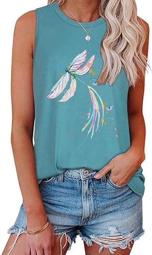 Image of Womens Tank Tops Summer Casual Sleeveless Top Loose Fit Basic Tunic Shirts