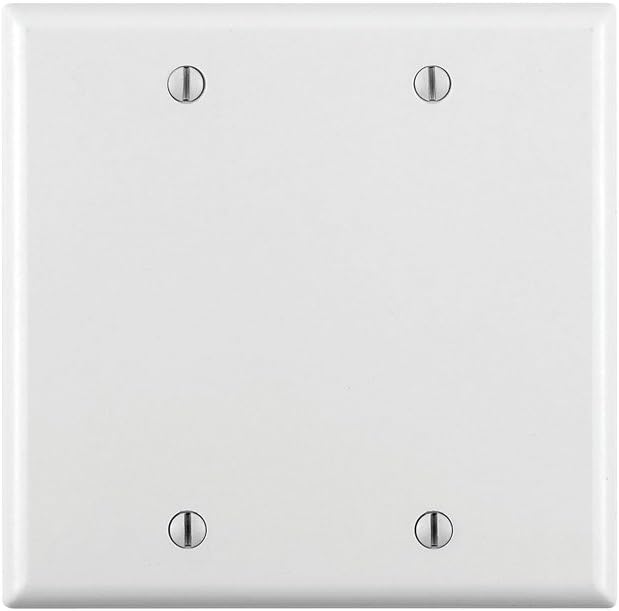 2-Gang No Device Blank Wallplate, Standard Size, Thermoset, Box Mount, White, 88025