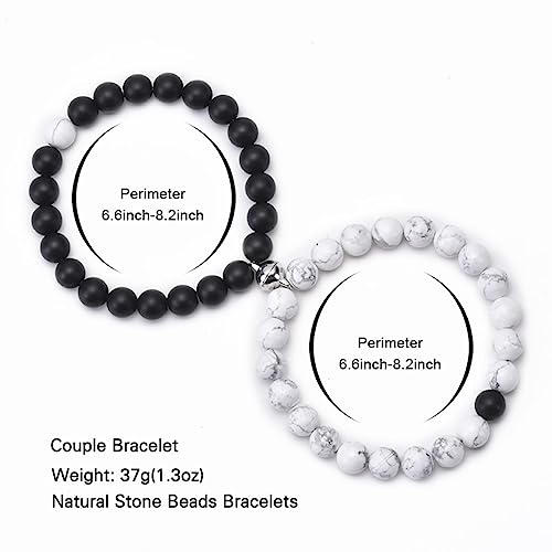 Bracelets pierre naturelle pour lui et elle : le cadeau de couple idéal en perles de 8 mm