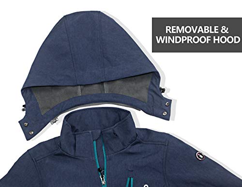 Little Donkey Andy Women's Softshell Jacket Ski Jacket with Removable Hood, Fleece Lined Blue Heather Size S