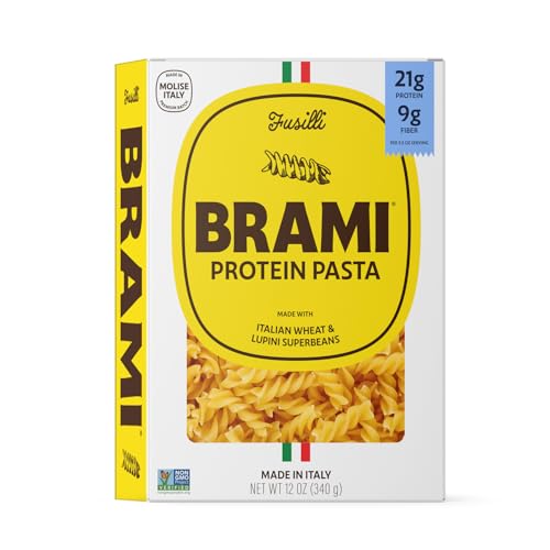 Brami Fusilli Italian Protein Pasta | Low Carb | High Fiber | High Protein | Non-GMO | Keto | Made in Italy | Dry Pasta | Semolina Pasta | Fortified with Heart Healthy Lupini Beans | 12oz (Pack of 8)