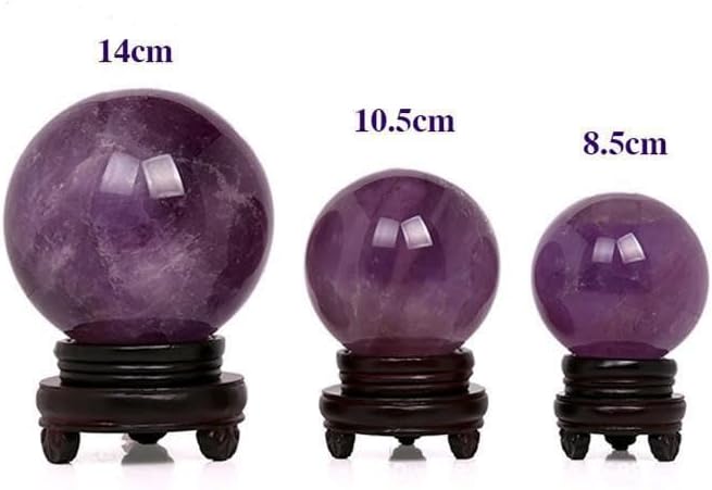 Amethyst Ball Purple Crystal Rough Stone Polished Home Decoration with Base,Purple,60mm