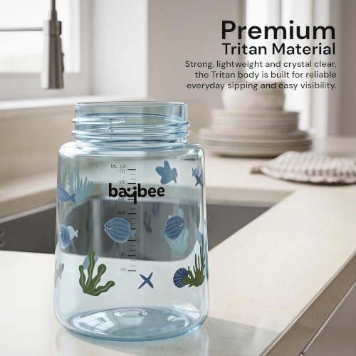 Image of BAYBEE Sipper for Baby with Soft Silicone Straw | Baby Sippy Cup with Anti-Spill Lock Water Bottle with Twin Handles | BPA-Free Tritan Drinking Sipper for Kids for Infants & Toddlers (280ml - Blue)
