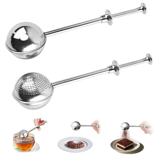 SHUOHONG 2 Pièces Infuseur Thé, Pinces à Thé en Acier Inoxydable, Filtre Réutilisable avec Poignée Télescopique, Boule a The Infuseur, Passoire Fine...