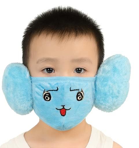 Winter Face Mask with Plush Ear Muffs for Kids | Soft, Warm & Skin-Friendly | Boys & Girls (3–10 Years) | Pack of 1_Blue-image-48