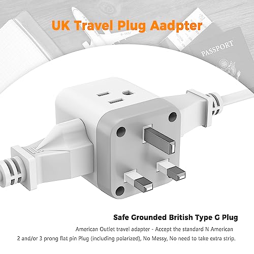 image for TESSAN US to UK Plug Adapter, Type G UK Travel Plug Adapter, Ireland S