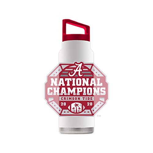Gametime Sidekicks Alabama Crimson Tide National Champions 2020 Drinkware - Premium, Officially Licensed Cups, Water Bottles, Stainless Steel Insulated Tumblers, Pints, & More (White, 40oz Bottle)