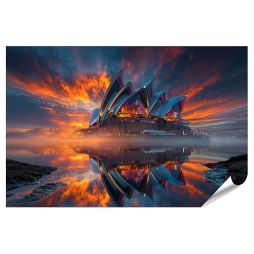 islandburner Poster majestueux de Sydney Opera House - Tableau mural de qualité supérieure pour les fans de voyage - Standard - Edition L1