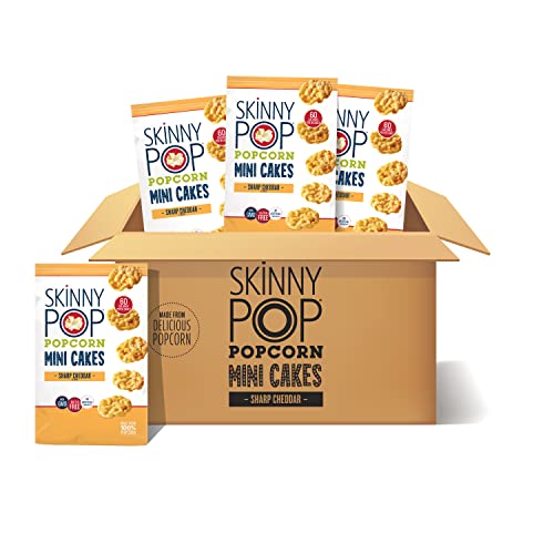 Image of SkinnyPop Sharp Cheddar Popcorn Mini Cakes, 4ct, 5oz Grocery Size Bags, Skinny Pop, Healthy Popcorn Snacks, Gluten Free