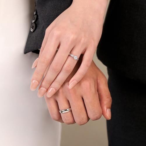 Meissa Alianza Anillos de Pareja Ajustables Plata de Ley 925 Anillo de Compromiso para Él y Ella Mujer con Circonita 0,44ct Regalo San Valentín Cumpleaños Navidad (Juego de dos anillos) - imagen 9